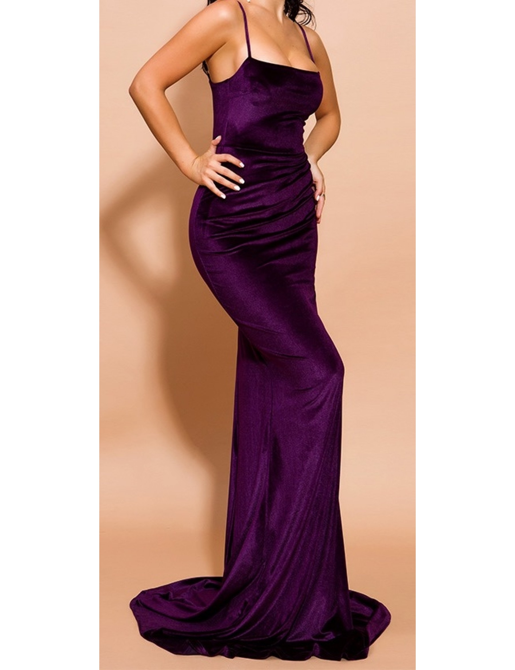 Vintage Custom 1970s Velvet Evening Gown dress - Purple | Garmentory