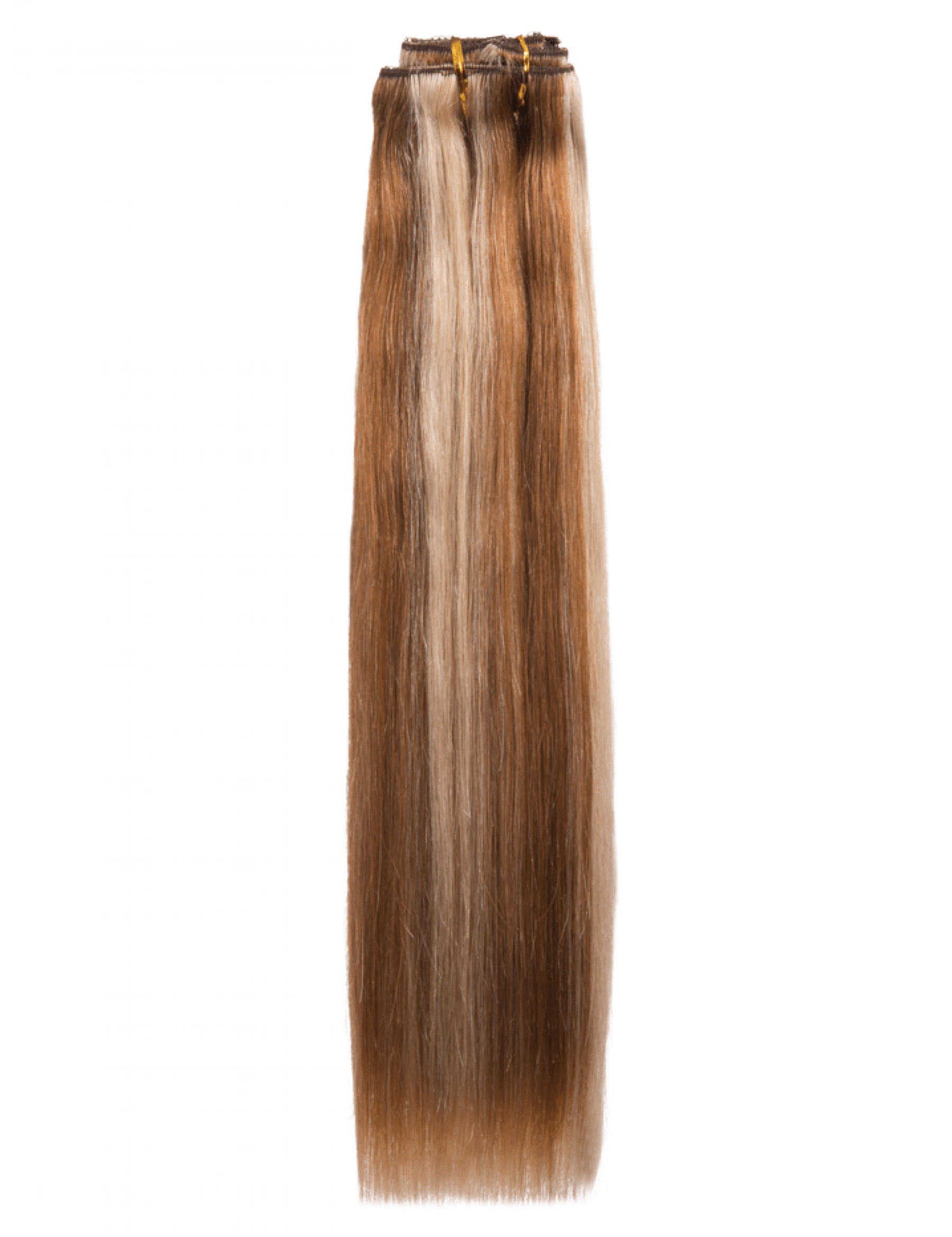 Double Drawn 100% Human Hair Clip-In Extensions Caramel Highlights 130g