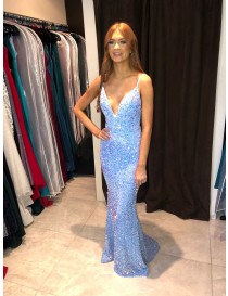 Baby Blue Sequin Evening Dress
