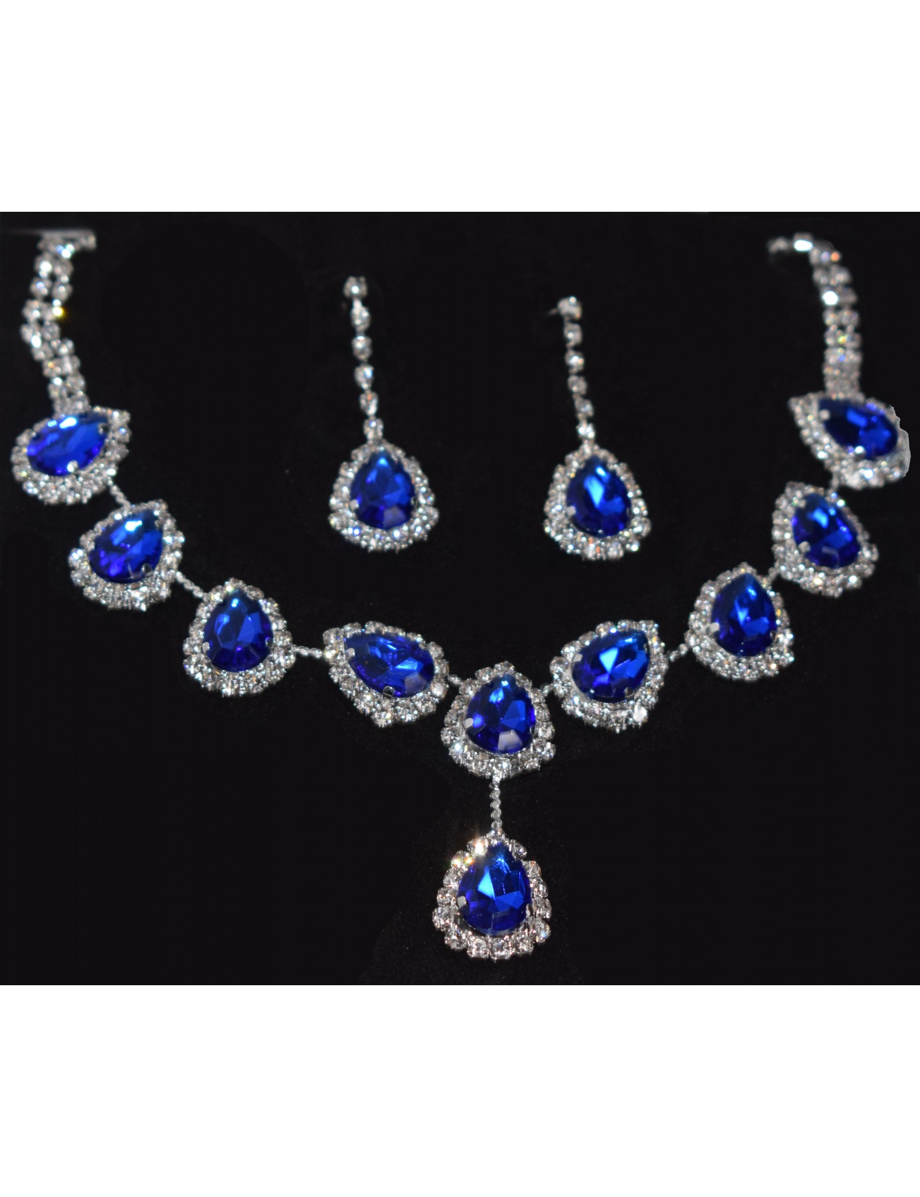 Crystal Sapphire Necklace and Earring Set